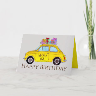 Tarjeta Personalizable Cumpleaños Retro Fiat 500