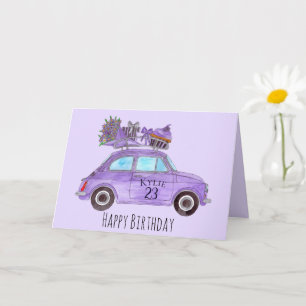 Tarjeta Personalizable Cumpleaños Retro Fiat 500