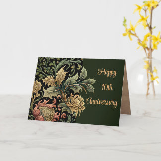 Tarjeta personalizable de 10 Aniversario Elegante Verde Fl
