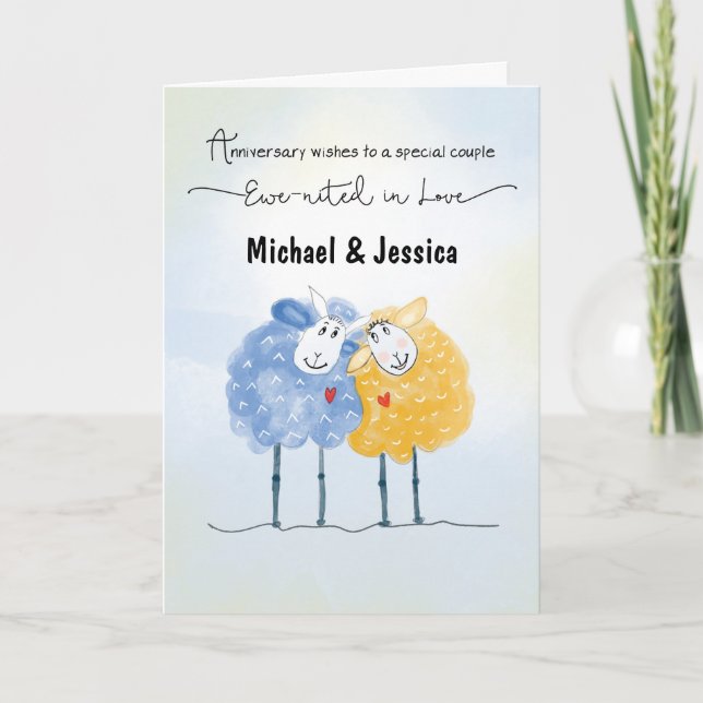 Tarjeta Personalizable de Aniversario boda nombra a dos Ha (Anverso)