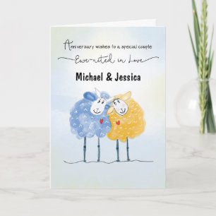 Tarjeta Personalizable de Aniversario boda nombra a dos Ha