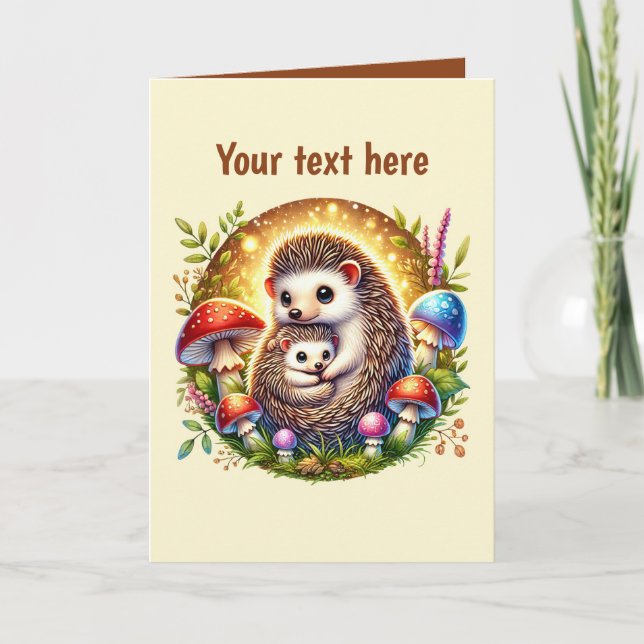 Tarjeta Personalizable de bebé hedgehog de mamá (Anverso)