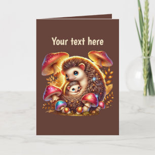 Tarjeta Personalizable de bebé hedgehog de mamá