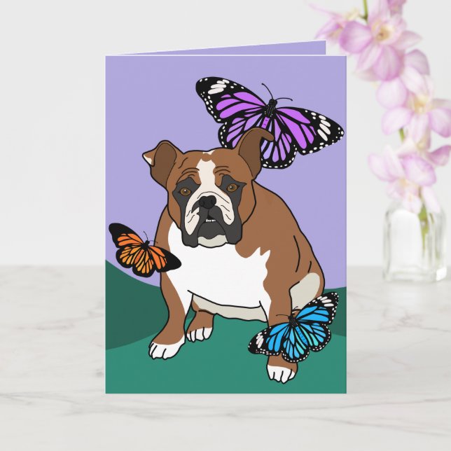 Tarjeta personalizable de Bulldog Inglés (Orquídea)