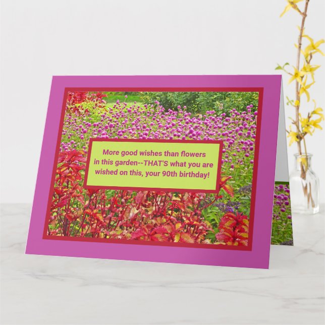 Tarjeta personalizable de gran tamaño Feliz 90 cumpleaños/ (flor amarilla)