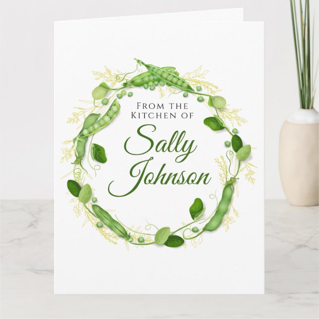 Tarjeta personalizable de guisantes verdes (Anverso)