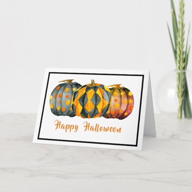 Tarjeta Personalizable de Halloween con calabazas decorada (Anverso)