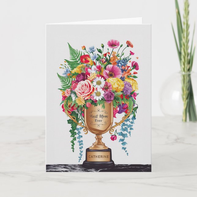 Tarjeta Personalizable de Trofeo Floral del Día de la Madr (Anverso)