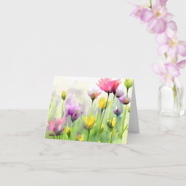 Tarjeta Personalizable de tulipanes acuarela (Orquídea)