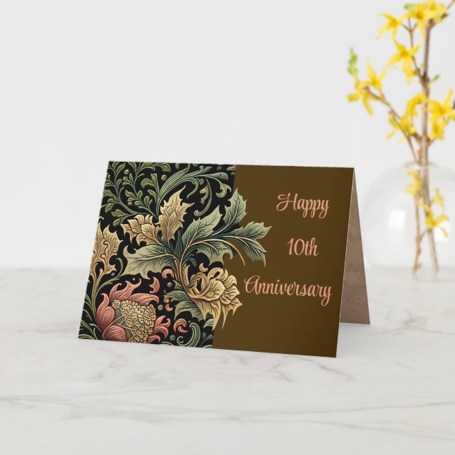 Tarjeta personalizable del 10° Aniversario Elegante Floral (flor amarilla)
