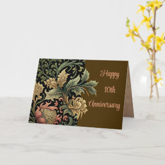 Tarjeta personalizable del 10° Aniversario Elegante Floral
