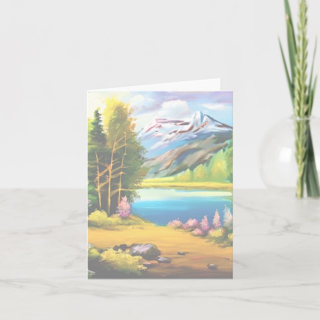 Tarjeta Personalizable del lago de montaña acuático (Anverso)