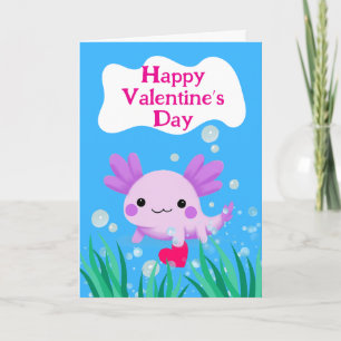 Tarjeta Personalizable Día de San Valentín Axolotl con cor
