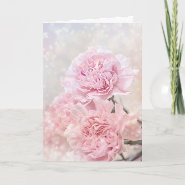 Tarjeta Personalizable Dreamy Pink Carnations Cumpleaños (Anverso)