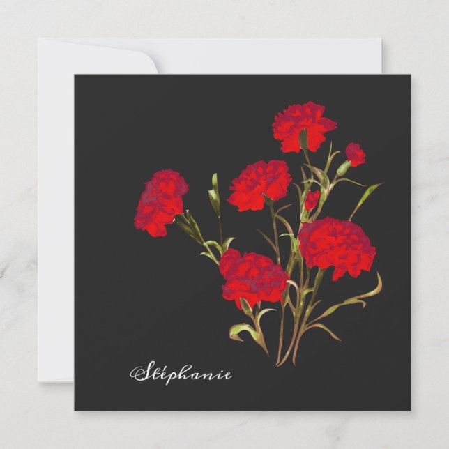 Tarjeta Personalizable Elegante Vintage Floral Red Carnati (Anverso)