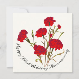 Tarjeta Personalizable Elegante Vintage Floral Red Carnati