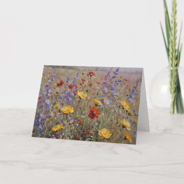 Tarjeta Personalizable en blanco de acuarela de flores sil (Anverso)