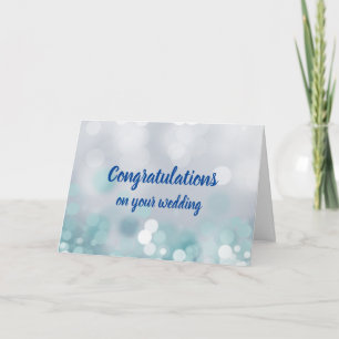 Tarjeta Personalizable felicitaciones boda blue bokeh