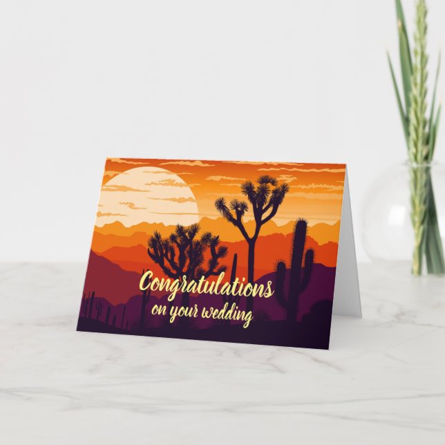 Tarjeta Personalizable felicitaciones boda desierto atarde (Anverso)