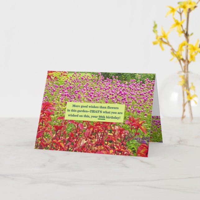 Tarjeta personalizable Feliz 90 cumpleaños/floral (flor amarilla)