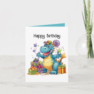 Tarjeta Personalizable feliz cumpleaños de niños dinosauri