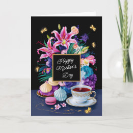Tarjeta Personalizable feliz Día de la Madre Flores y Dulc