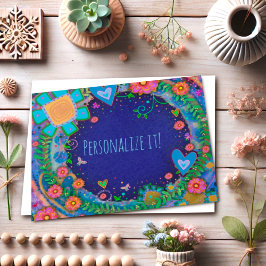 Tarjeta Personalizable Flor Azul Inespiritualidad Floral D
