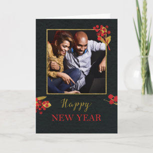 Tarjeta Personalizable fotográfico Año Nuevo oro digital c