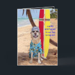 Tarjeta Personalizable Funny Son Cumpleaños<br><div class="desc">En el frente: "¡FELIZ CUMPLEAÑOS para nuestro divertido y amoroso hijo!" Interior: "... de los que pagan la cuenta". Dentro están los conservadores Moses & Myrtie. Se puede personalizar el texto, las fuentes, el tamaño y el color de las fuentes. El fondo de la playa y el fondo de la...</div>