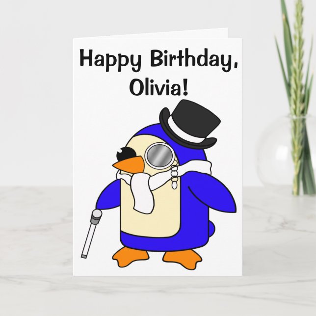 Tarjeta personalizable Penguin Birday (Anverso)
