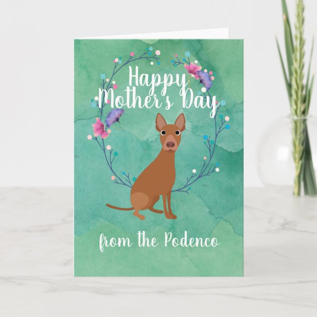 Tarjeta Personalizable Perro Mamá Día de la Madre Floral (Anverso)