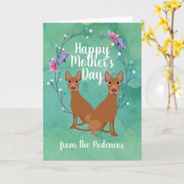 Tarjeta Personalizable Perro Mamá Día de la Madre Floral (flor amarilla)