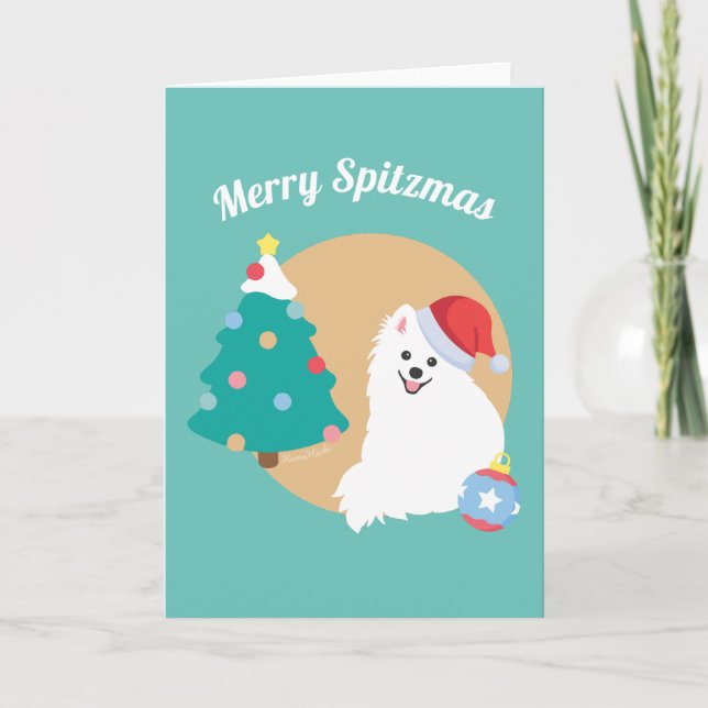 Tarjeta Personalizable - Perro Spitz Japonés Navideño Lind (Anverso)