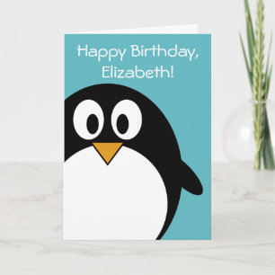 Tarjeta Personalizable Pingüino de Cumpleaños