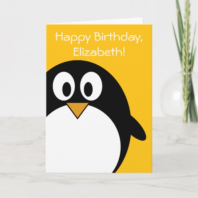 Tarjeta Personalizable Pingüino de Cumpleaños (Anverso)