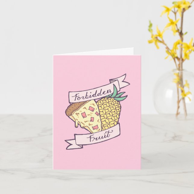 Tarjeta PERSONALIZABLE Pizza Valentina de piña prohibida (flor amarilla)