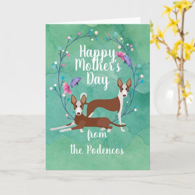 Tarjeta Personalizable Podenco Perros Día de la Madre Mamá (flor amarilla)