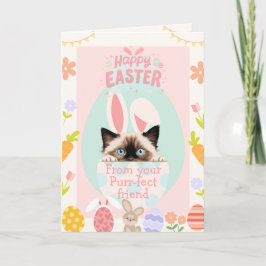 Tarjeta Personalizable Purr-fect Ragdoll Cat Bunny Easter