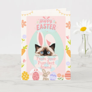Tarjeta Personalizable Purr-fect Ragdoll Cat Bunny Easter