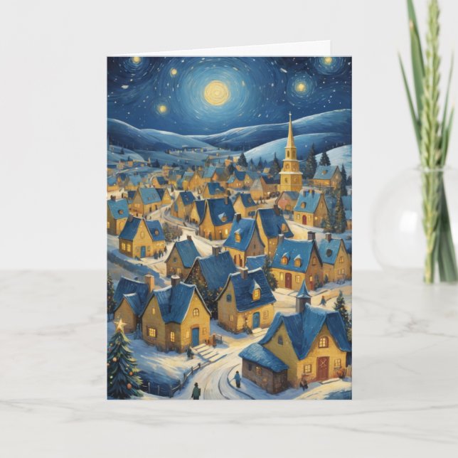 Tarjeta Personalizable Starry Night Navidades Art (Anverso)