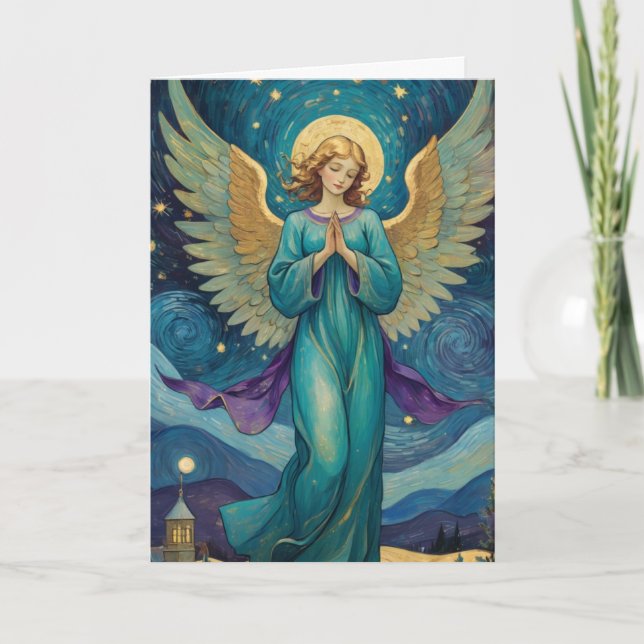 Tarjeta Personalizable Vintage Angel Holiday (Anverso)