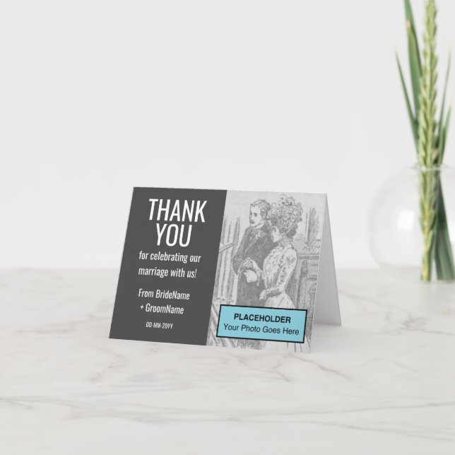 Tarjeta Personalizable y Boda mínimo "GRACIAS" (Anverso)