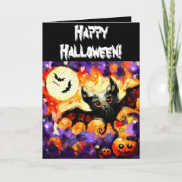 Tarjeta Personalización de Bat & Jack-O-Lanterns de Hallow