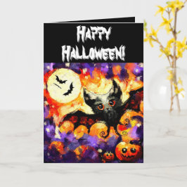 Tarjeta Personalización de Bat & Jack-O-Lanterns de Hallow
