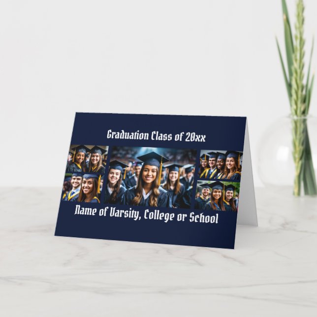 Tarjeta Personalización de collage de fotos de graduación  (Anverso)