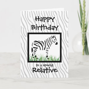 Tarjeta Personalización de cumpleaños relacional de cebra