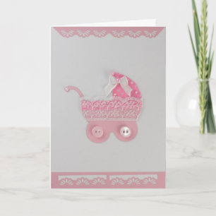 Tarjeta Personalización de la bebé niña Pink Stroller con 