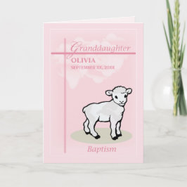 Tarjeta Personalización Nombre Nieta Baptismo Chica Rosa