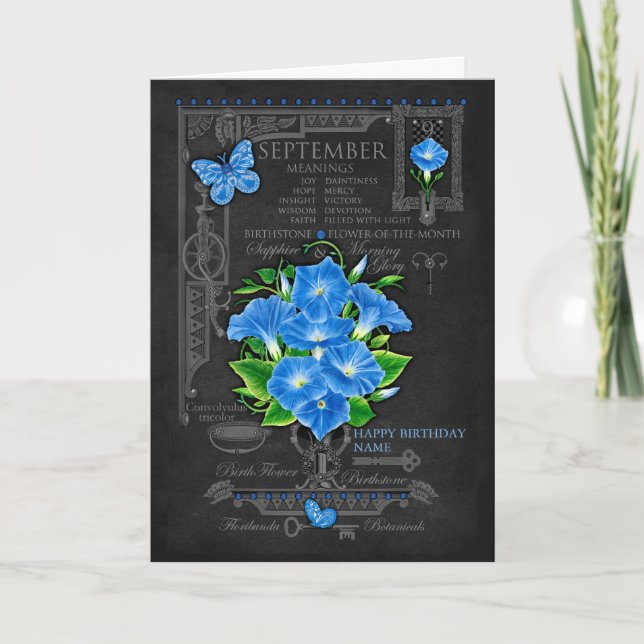Tarjeta personalizada Birth Flower September Chalk (Anverso)