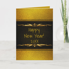 Tarjeta personalizada Black and Gold FAPPY NEW YEA